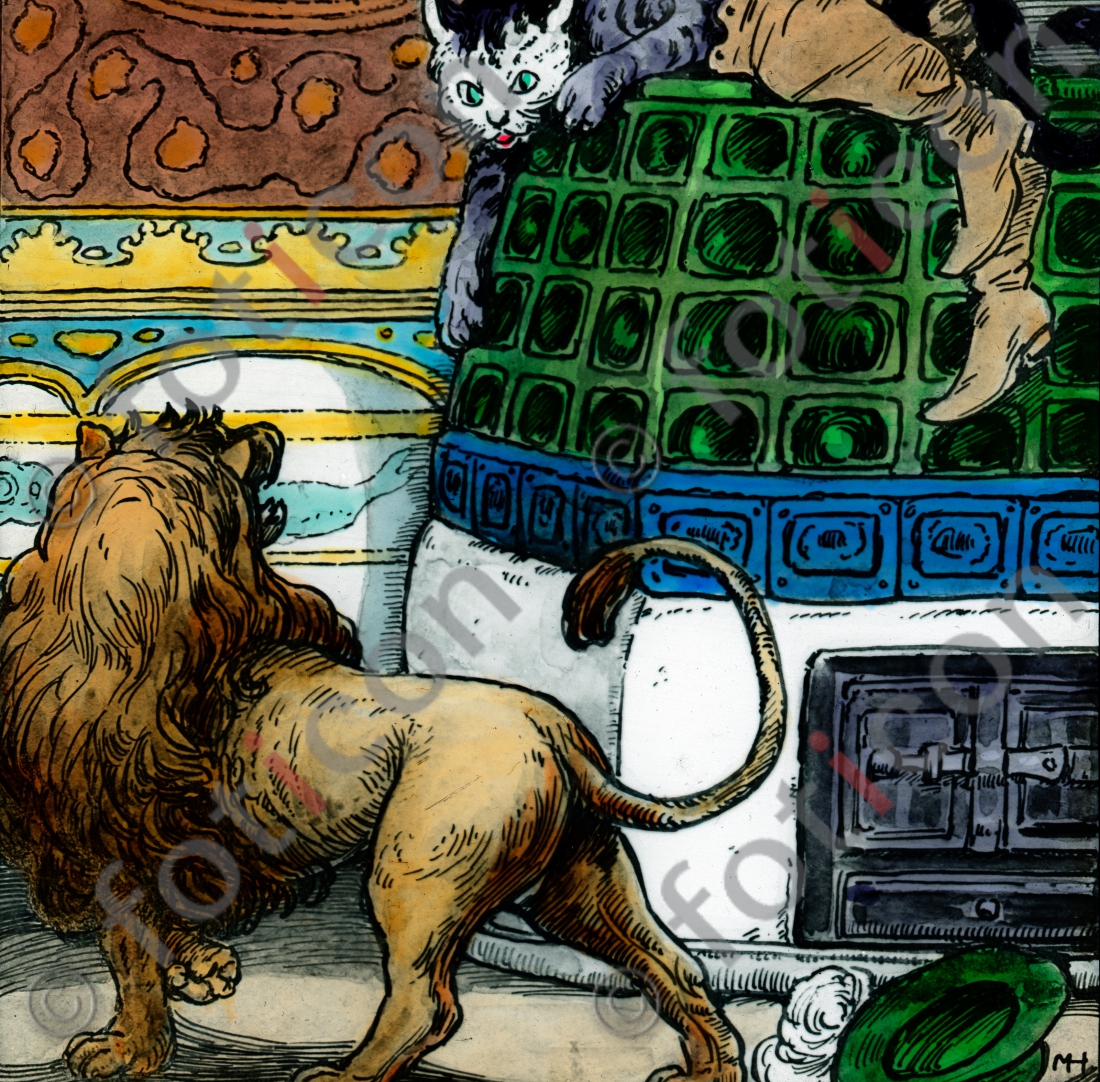 Der Zauberer hat sich in einen Löwen verwandelt | The magician has turned into a lion - Foto foticon-simon-166b-009.jpg | foticon.de - Bilddatenbank für Motive aus Geschichte und Kultur